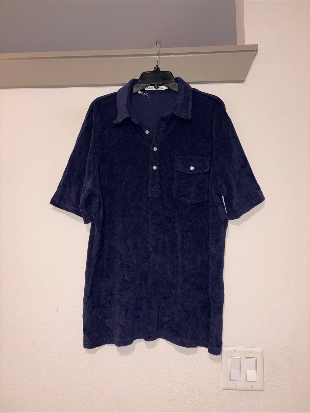 Criquet Men’s Terrycloth Polo Shirt in Navy SZ XL NWOT